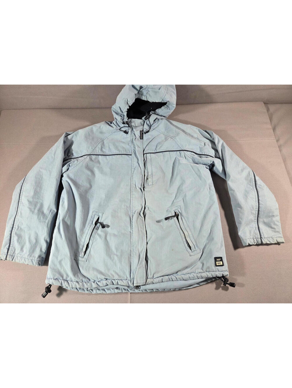 Vintage Abercrombie & Fitch Jacket Mens L Blue Hooded Fleece Lined Zip